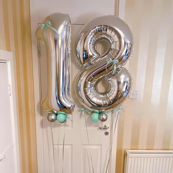 Silver 8 Balloon, 40 Inch Number 8 Balloon, 8 Birthday Balloon Decorations - Image 6