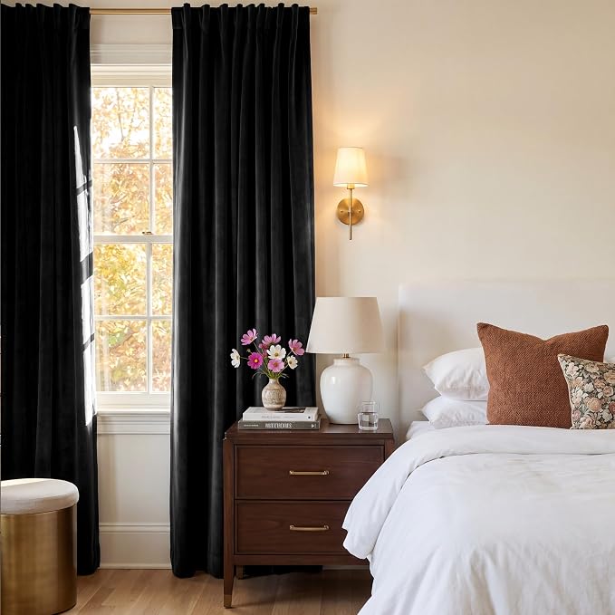Blackout Black Velvet Curtains for Home Theater, W42 x L90, 2 Panels | 300GSM - Image 8