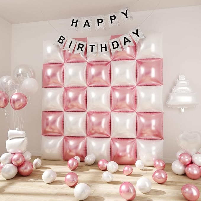 Pearl Pink and White Balloons Wall Tunnel Backdrop Double Sided Chrome Balloon - Image 7