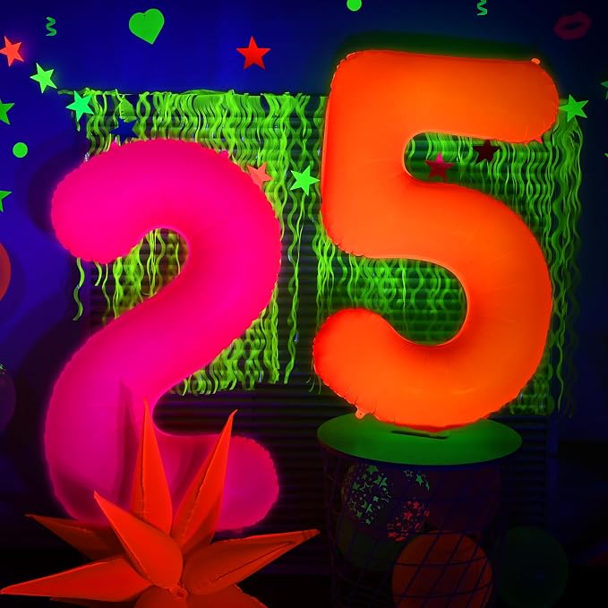 Mega-L Glow in The Dark Party Supplies, 40 Inch Orange Number 8 Balloon | Glow - Image 8