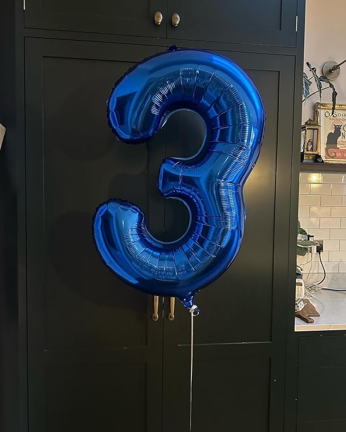 40 Inch Night Blue Number 1 Balloon, 1st Blue Birthday Party Decorations | 40 - Image 8