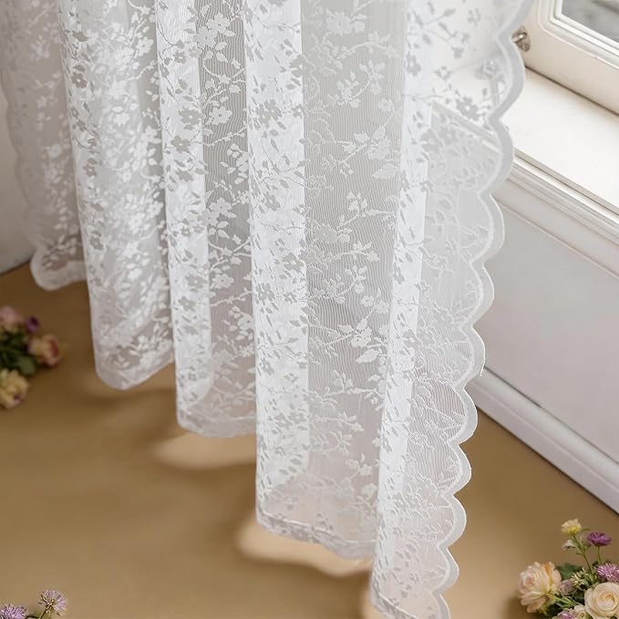 Anmao Vintage Lace Sheer Curtains 45 Inches Long - Image 9