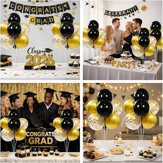 4 Set Black Gold Balloons Stand Kit, Balloon Centerpieces - Image 7