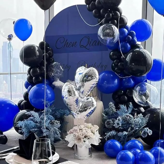 Blue and Black Balloon Arch Kit, Different Size Balloons - Image 7