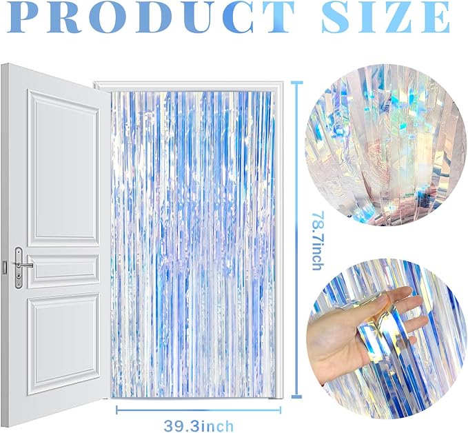 5 Pack Foil Curtain Backdrop Iridescent Metallic Tinsel Foil Fringe Curtains - Image 7