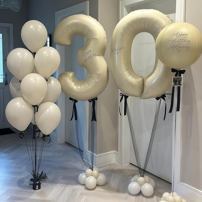 Cream Number 50 Balloons, 40 Inch 50 Balloons Giant Helium Foil Mylar Beige 50 - Image 7