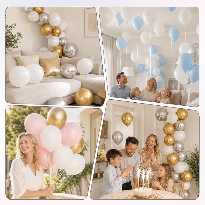White Balloons, 12 Inch Wedding Latex Party Balloons | 30 Pack Matte White - Image 6