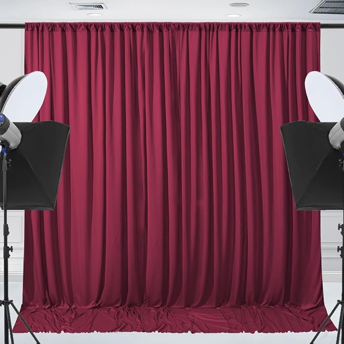 ESGOTBME 30x10ft Wrinkle Free Burgundy Backdrop Curtain - Image 9