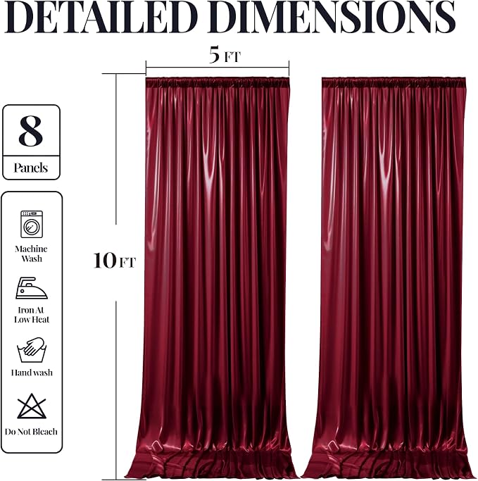 40x10ft Burgundy Glitter Backdrop Curtain - Image 9