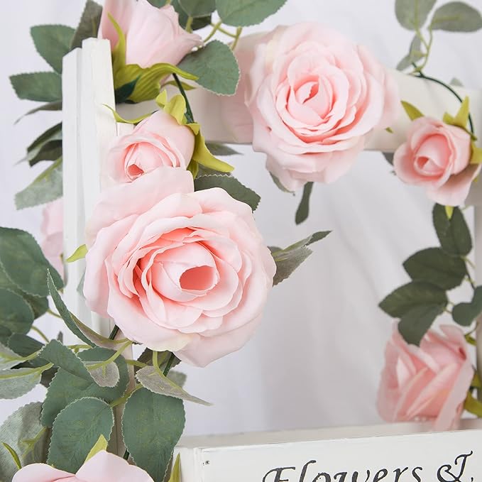 TELDRASSIL 4Pcs Artificial Rose Vine Fake Flower Garland Fake Silk Rose Hanging - Image 7