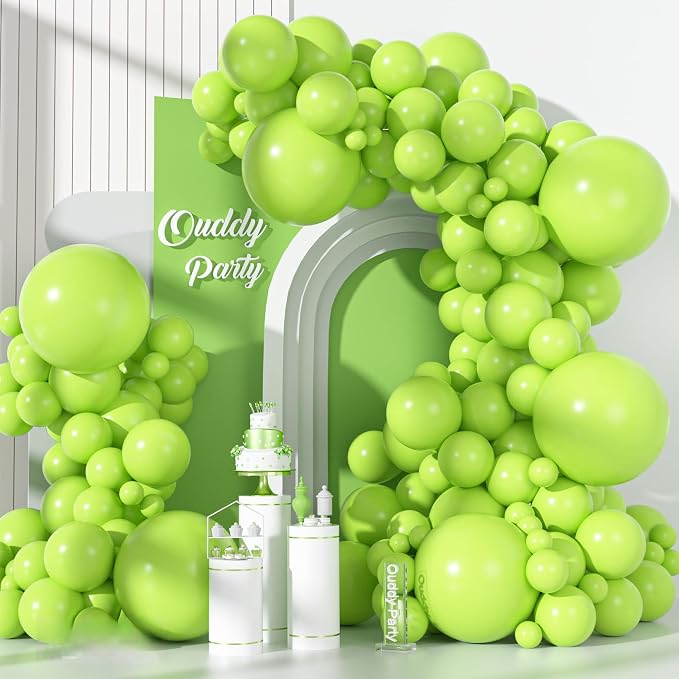 Ouddy Party 129Pcs Lime Green Balloons Different Sizes 18 12 10 5 Inch by OuddyParty