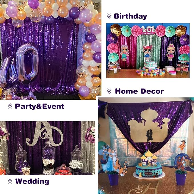 Eternal Beauty Purple 3mm Sequin Backdrop 10x10 Ft - Image 9
