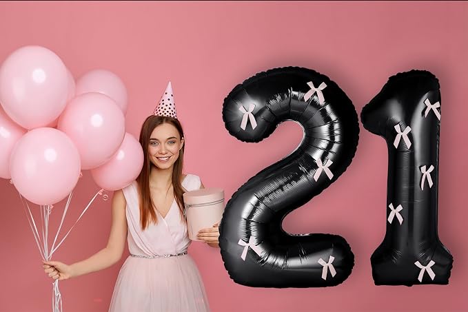 40 Inch Number Balloons with Bow Coquette Birthday Decorations Giant Number 1 - Image 7