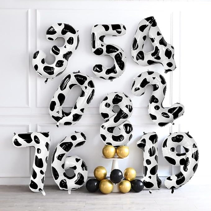 Cow Print Number 5 Balloon, 40 Inch Large Cow Pattern Foil Mylar Balloons 0-9 - Image 6