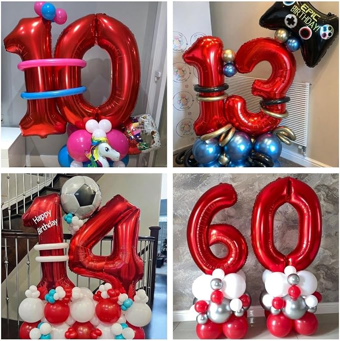 Red 8 Number Balloons, 40 Inch 8 Balloons Foil Mylar Helium Big Red 8 Balloon - Image 6