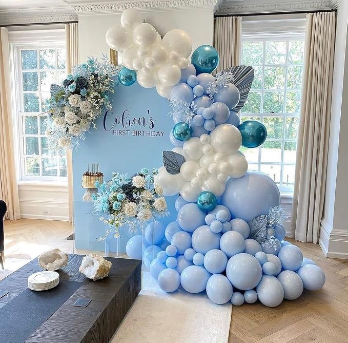 KBZVNAF Blue Latex Party Balloons 50 Pack 12 inch | Light Blue Helium Matte - Image 8