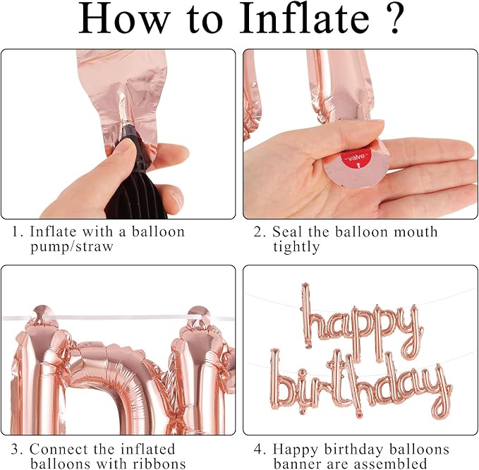 Happy Birthday Balloons Banner Foil Letters Balloons Connected, Personalized - Image 7