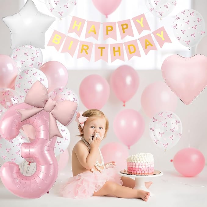 3rd Pink Bow Birthday Decorations - Image 9