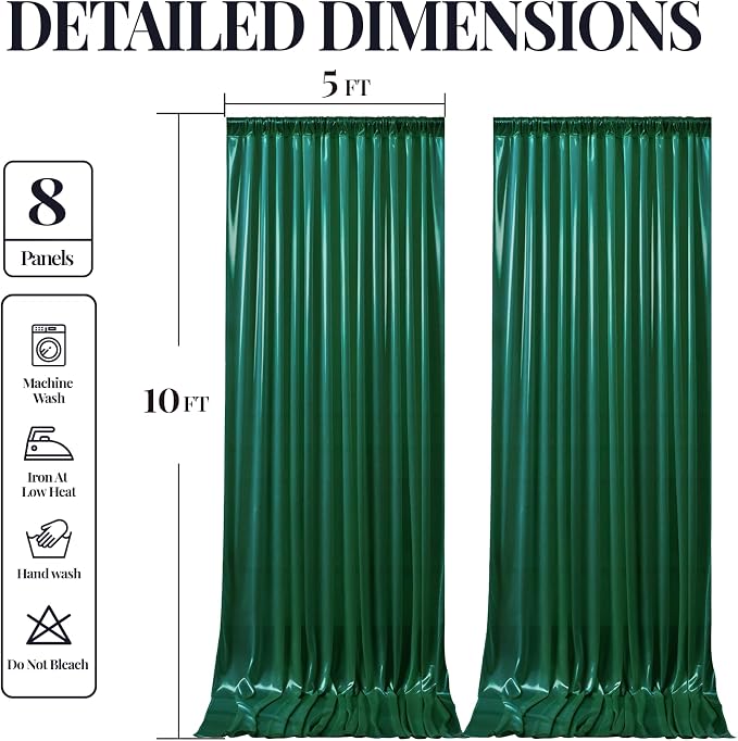 40x10ft Dark Green Glitter Backdrop Curtain - Image 9