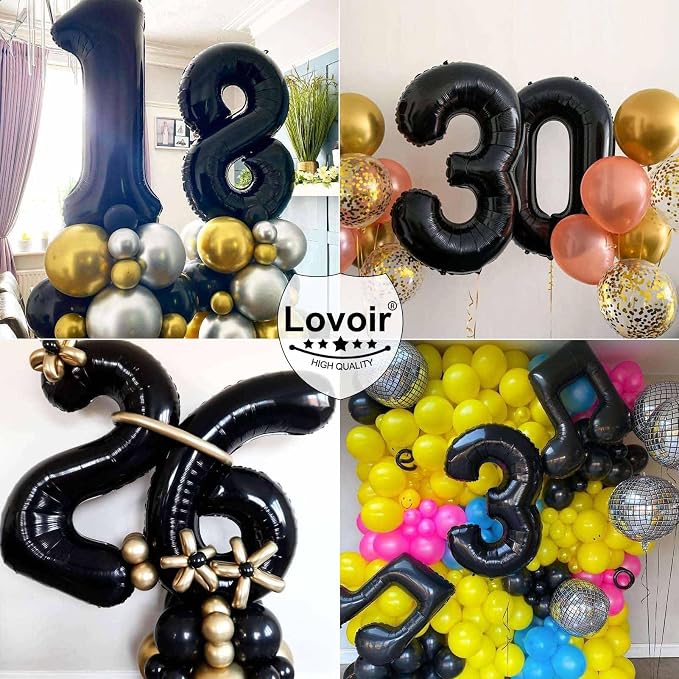 Black 15 Number Balloons, 40 Inch Giant Number 15 Balloons Foil Mylar Helium - Image 7