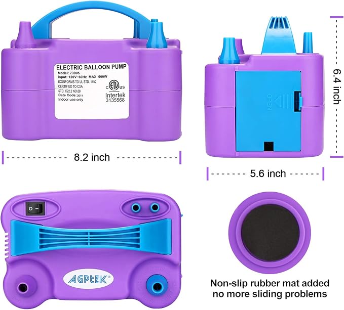 AGPTEK Electric Air Balloon Pump, 110V 600W | Portable Dual Nozzle - Image 9