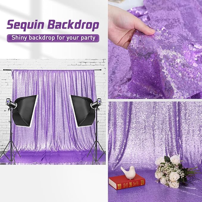 Eternal Beauty Lavender 3mm Sequin Backdrop 8x8 Ft - Image 9
