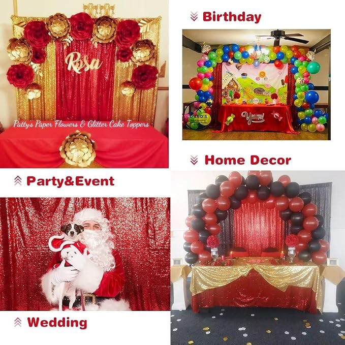 Eternal Beauty Red 3mm Sequin Backdrop 8x10 Ft - Image 9