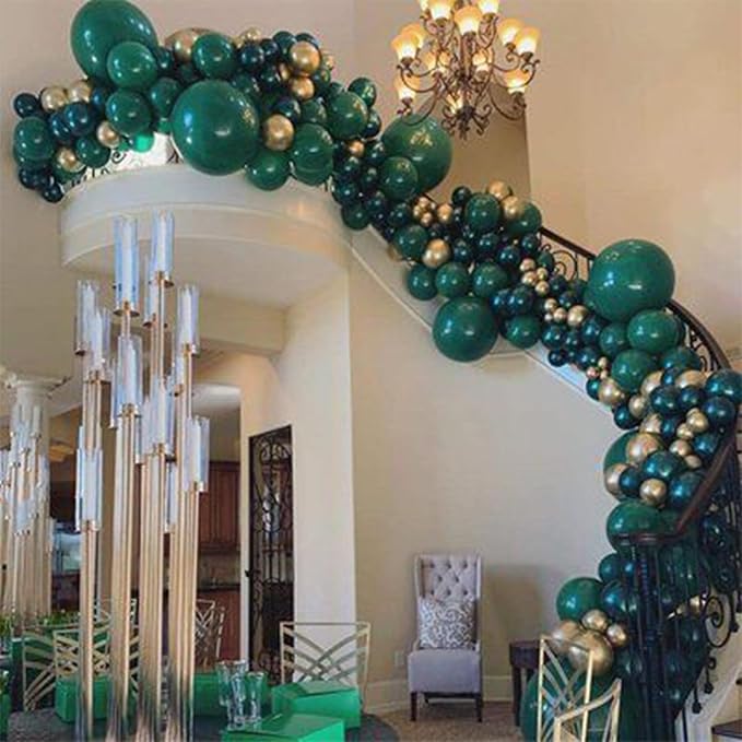 PartyWoo Dark Green Balloons 140pcs Emerald Hunter Forest Green Boho Color | - Image 7