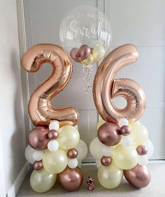 Rose Gold 27 Number Balloons, 40 Inch Giant Number 27 Balloons Foil Mylar - Image 7