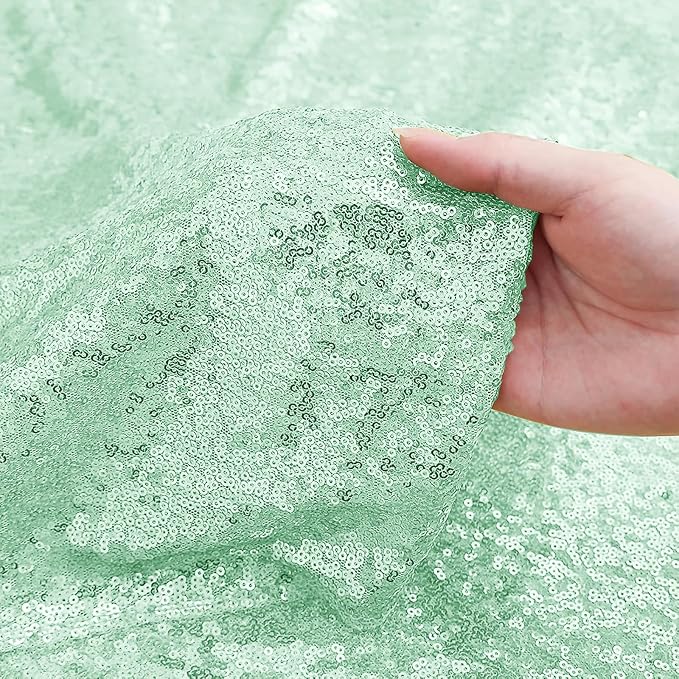Sugargirl Mint Green Sequin Backdrop Curtain 4 Panels 2FTx8FT Glitter Mint - Image 8