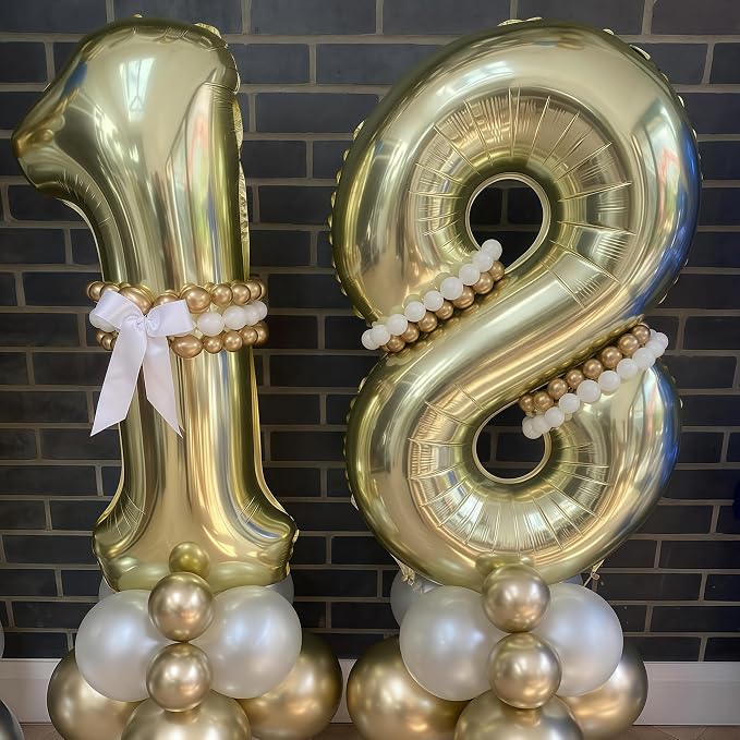 Champagne Gold 6 Balloon, 40 Inch Light Gold Number 6 Balloon Big Foil Mylar - Image 6