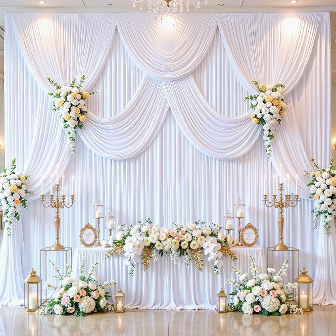 8 Panels White Backdrop Curtains - Image 9