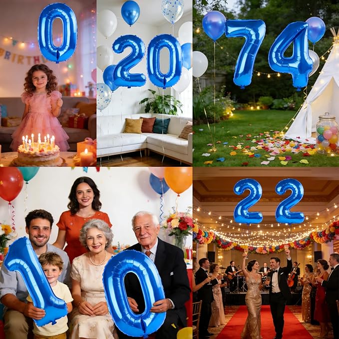 40 Inch Number 74 Balloons for 74th Birthday Party Decorations, 0-100 Dark Blue - Image 7