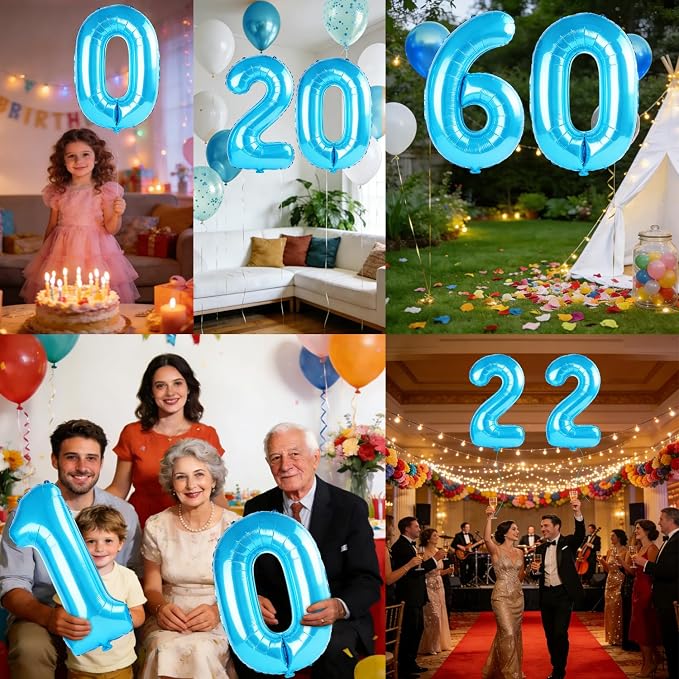 40 Inch Number 60 Balloons for 60th Birthday Party Decorations, 0-100 Jewelry - Image 7