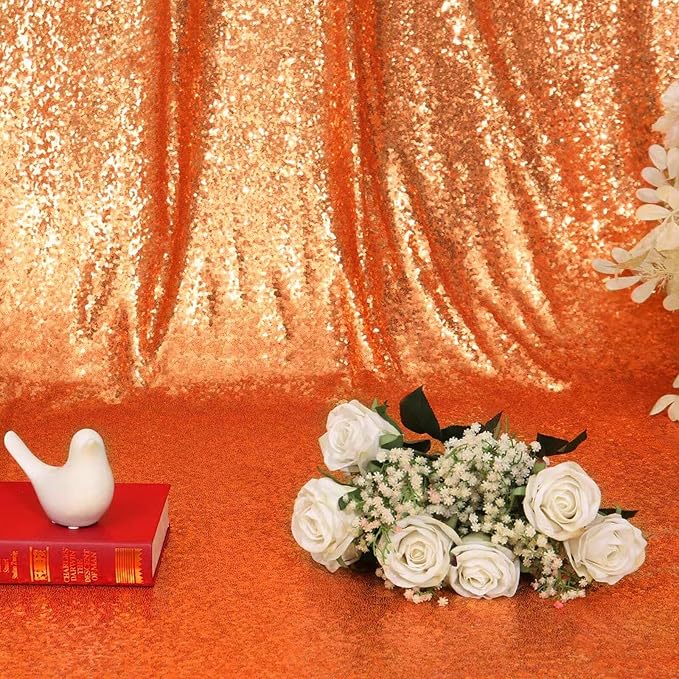 Eternal Beauty Orange 3mm Sequin Backdrop 20x10 Ft - Image 9