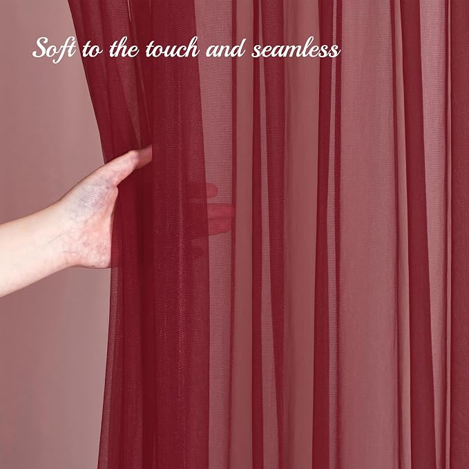 20x10ft Burgundy Tulle Backdrop Curtain - Image 9