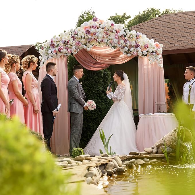 Wedding Arch Draping Fabric Backdrop Drapes 4 Panels, Dusty Rose | 28.7"x20FT - Image 7