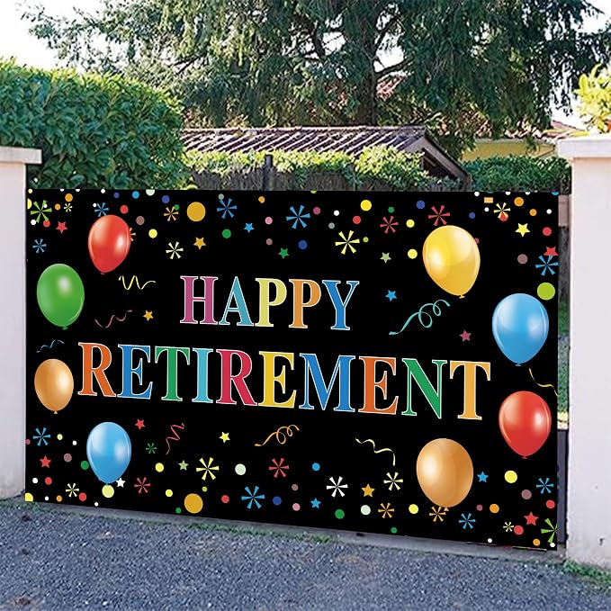Happy Retirement Backdrop with 70.8"X43.3",Large Happy Retirement Banner - Image 7