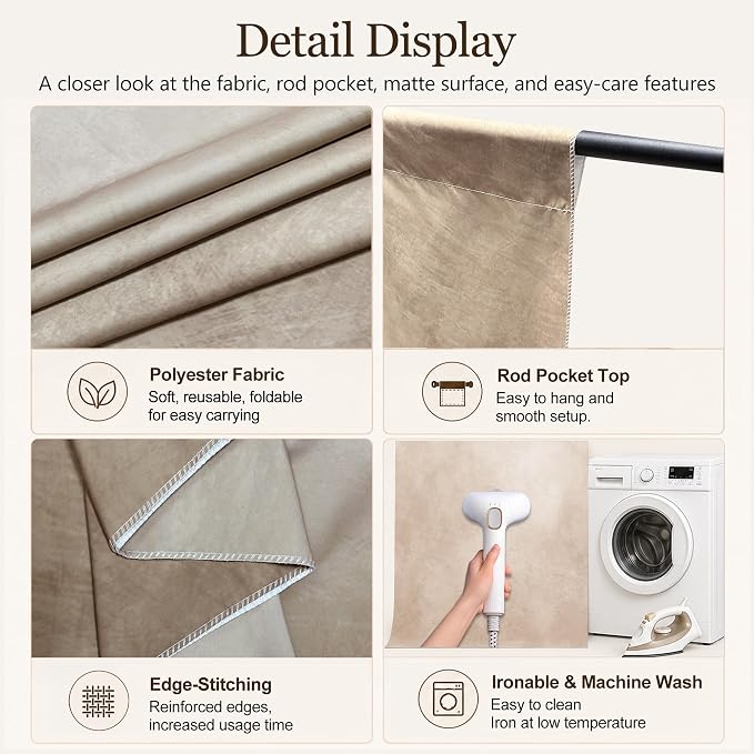 Abstract Photography Backdrop for Photoshoot, Light Beige, No Stand | - Image 6