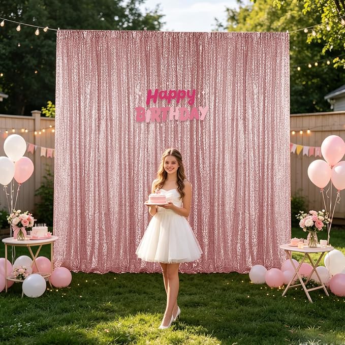 Hahuho Rose Gold Sequin Backdrop Curtain, Party Decoration(2 Panels, 2FT x 8FT - Image 8
