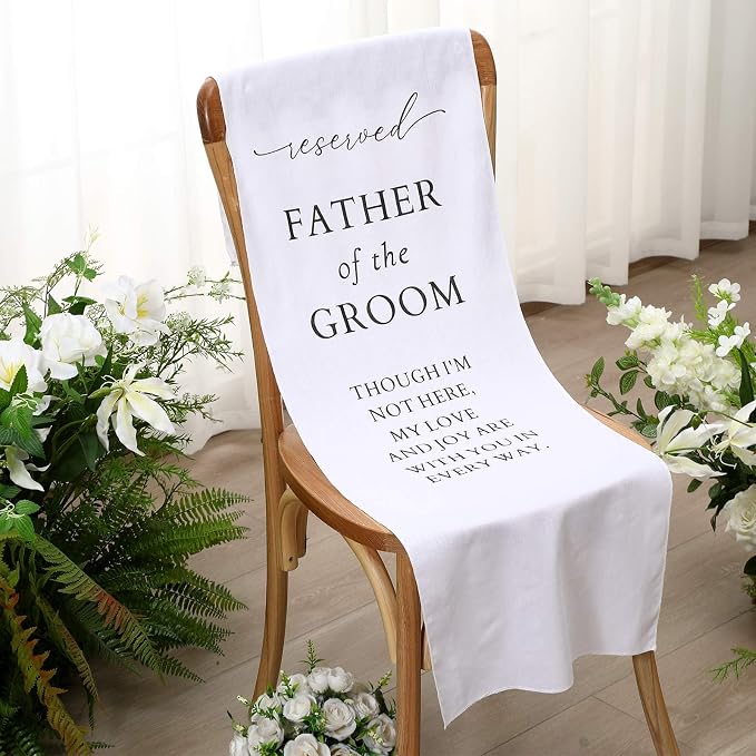 HunnmingRe Father of the Groom Wedding Memorial Reserved Chair Sign Banner in - Image 9
