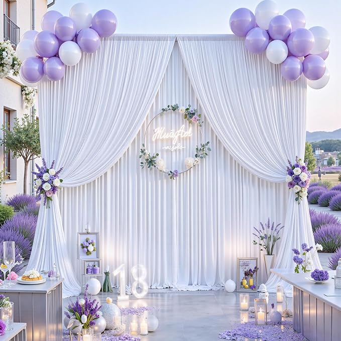 10 ft x 10 ft Wrinkle Free White Backdrop Curtains - Image 9
