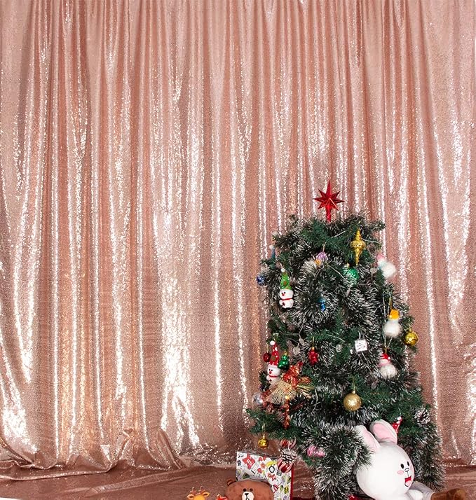 SquarePie 8x8ft Rose Gold Sequin Backdrop, High Density Non-Transparent Glitter - Image 9