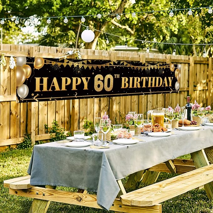 Large Happy 60th Birthday Decoration Banner, 60th Birthday Party Decorations - Image 7