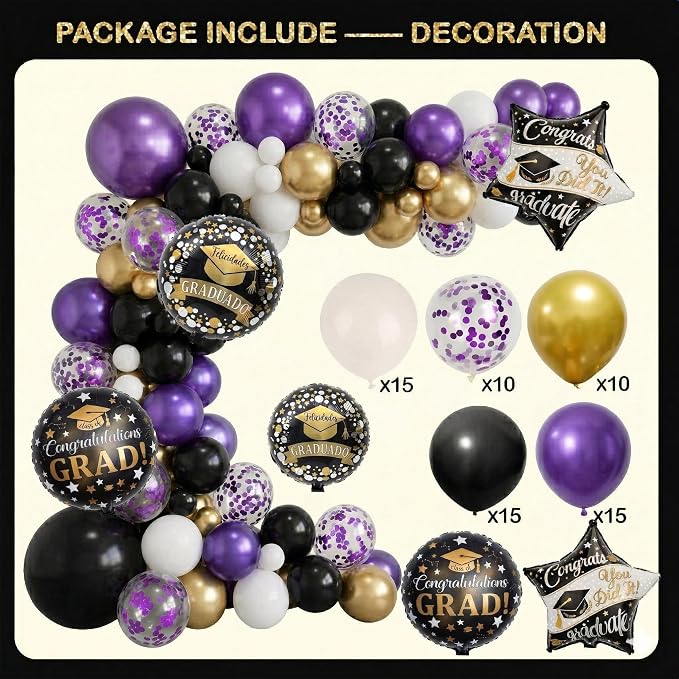 Black and Purple Graduation Decorations Class of 2026 - Image 7