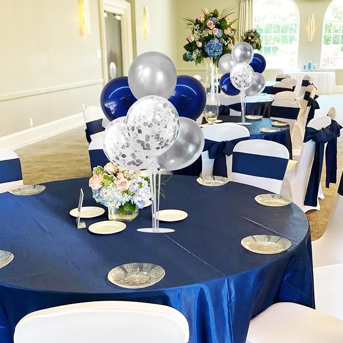 TONIFUL 4 Set Navy Blue Silver Balloon Stand Balloon Centerpieces - Image 8