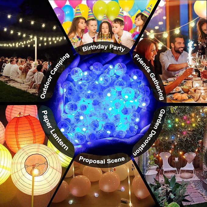 50pcs Blue LED Balloon Light, Round LED Ball Lamp Tiny Led Lighting Decoration - Image 6