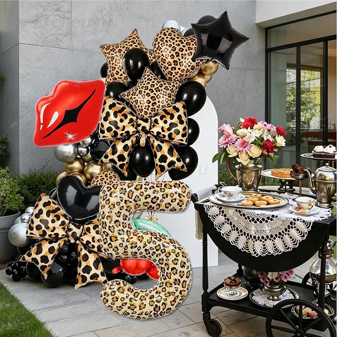 40Inch Large Leopard Print Number 7 Foil Balloons Cheetah 7th Wild One First - Image 6