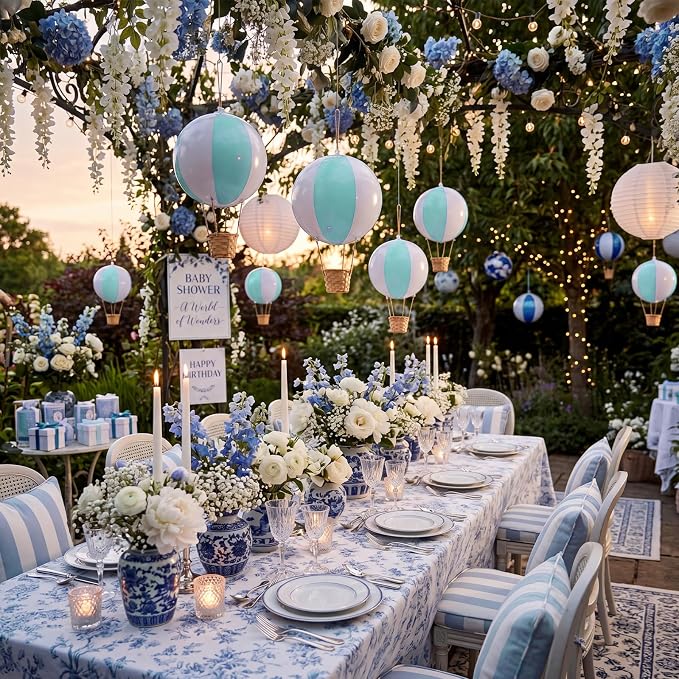 12 Sets Hanging Hot Air Balloon Decoration from Ceiling 12 Inch PVC Lanterns - Image 7