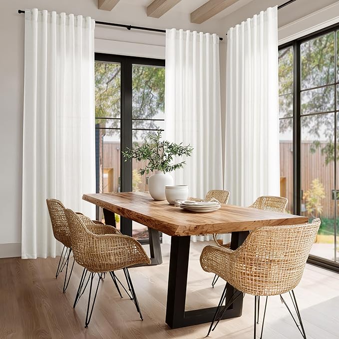 Beige White Linen Curtains 84 Inch Length - Image 7